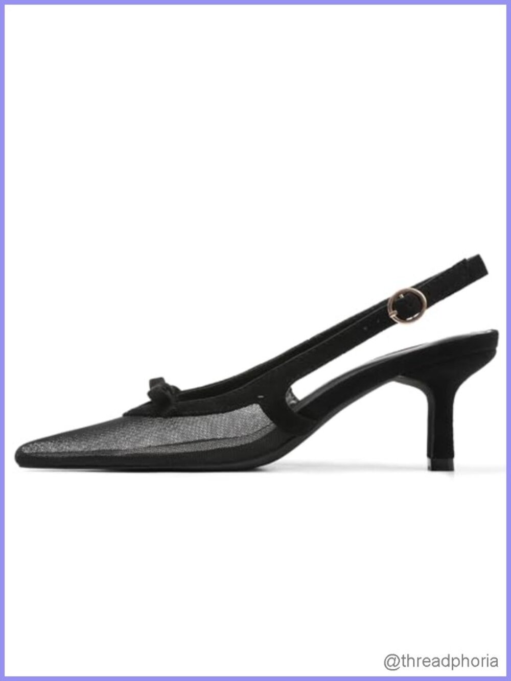 Faux Leather Kitten Heels Slingback Pumps Pointed Toe Bow